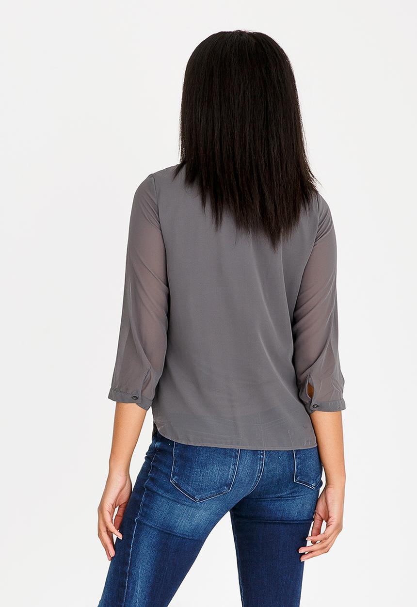 ONLY - Nete Dafne 3/4 Sleeve Top Dark Grey