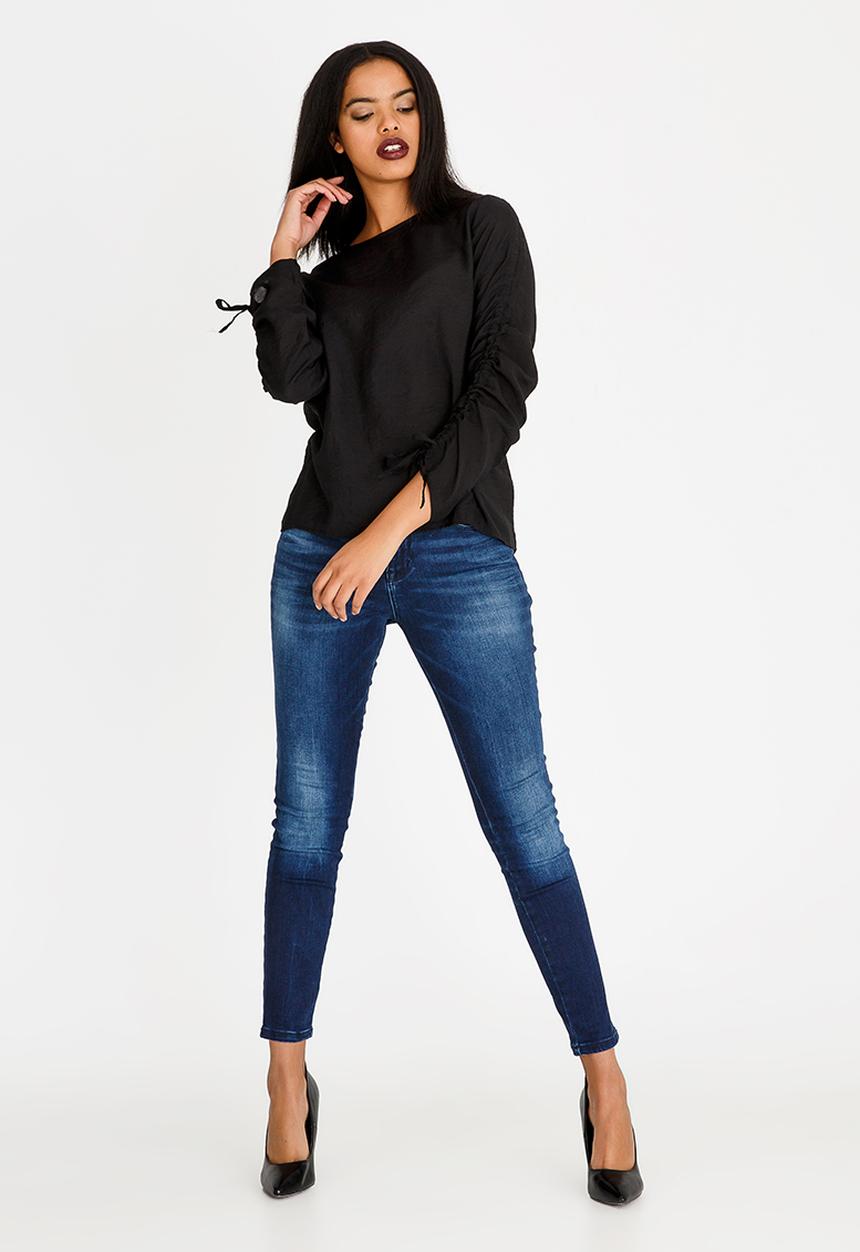 edit - Long Sleeve Blouse with Drawcord Black