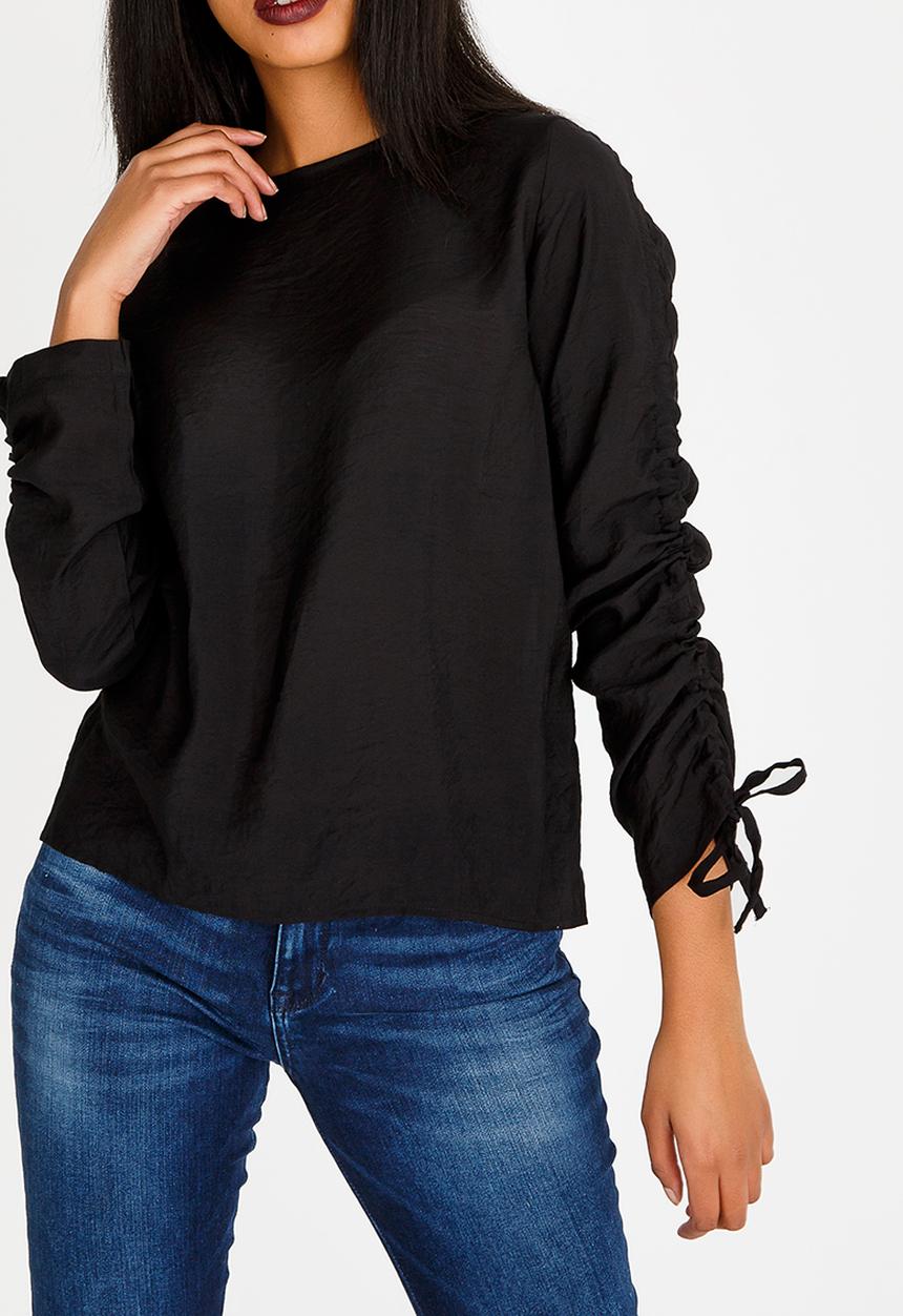 edit - Long Sleeve Blouse with Drawcord Black