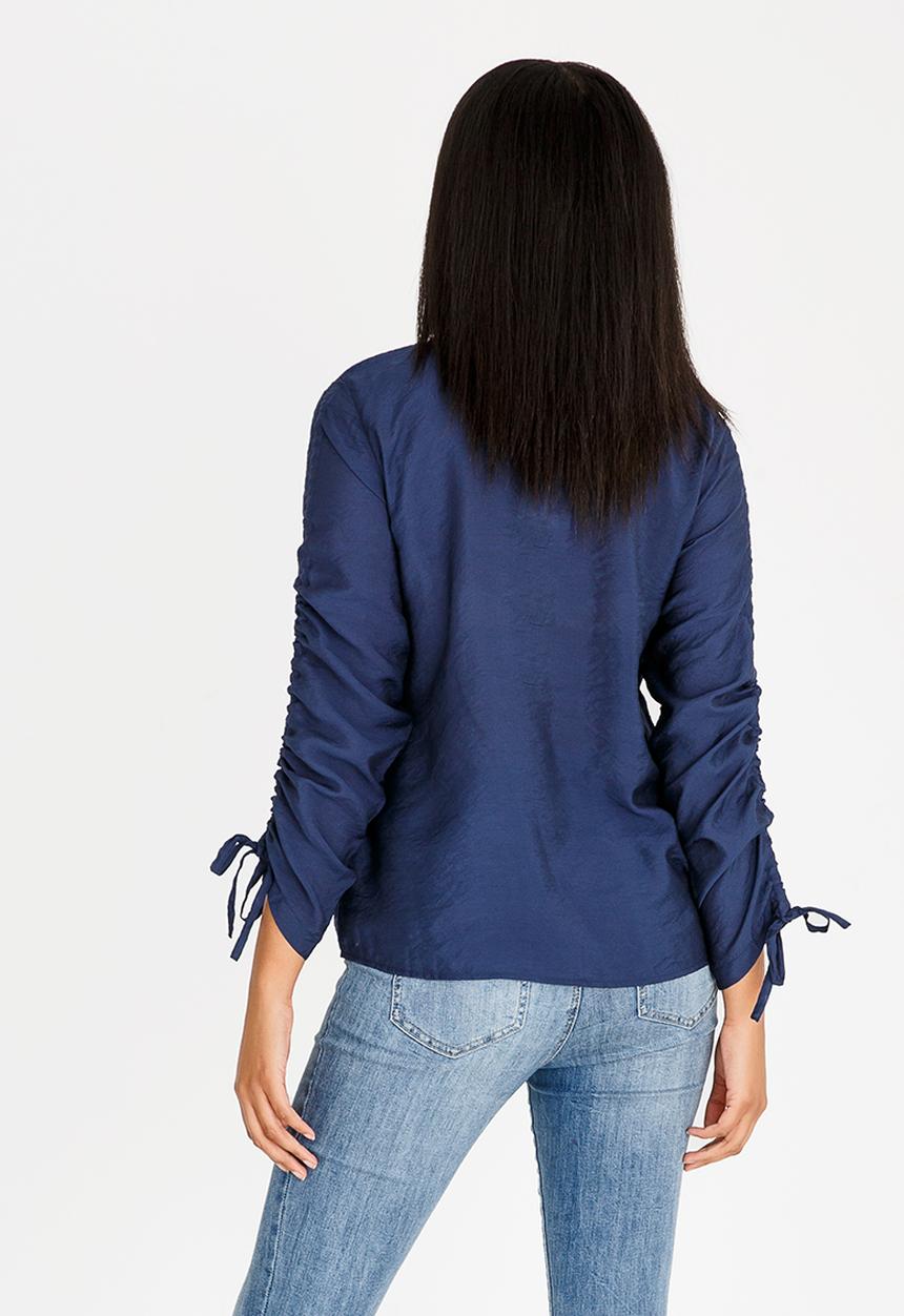 edit - Long Sleeve Blouse with Drawcord Navy