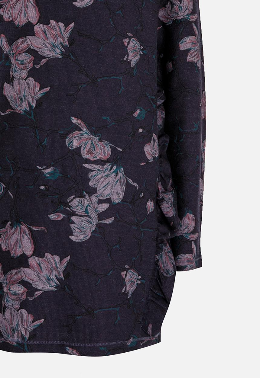 Name It - Long Sleeve Floral Printed Sweat Dress Navy