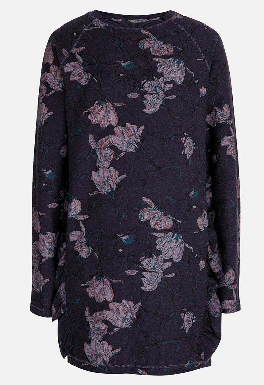 Name It - Long Sleeve Floral Printed Sweat Dress Navy