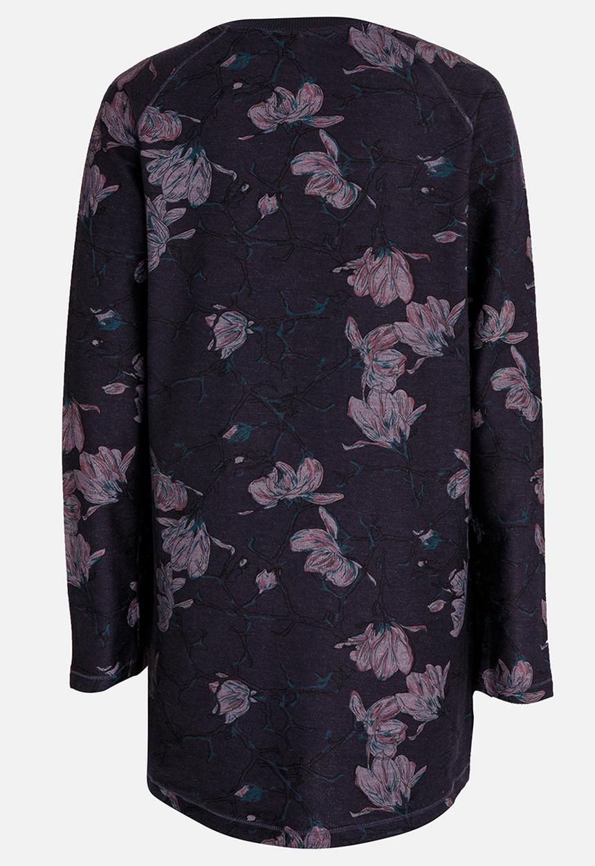 Name It - Long Sleeve Floral Printed Sweat Dress Navy