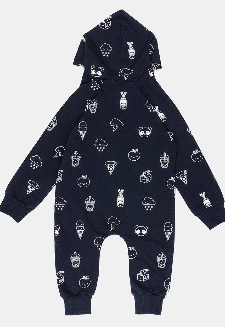 Pop Candy - Printed Hooded  Sleepsuit Navy