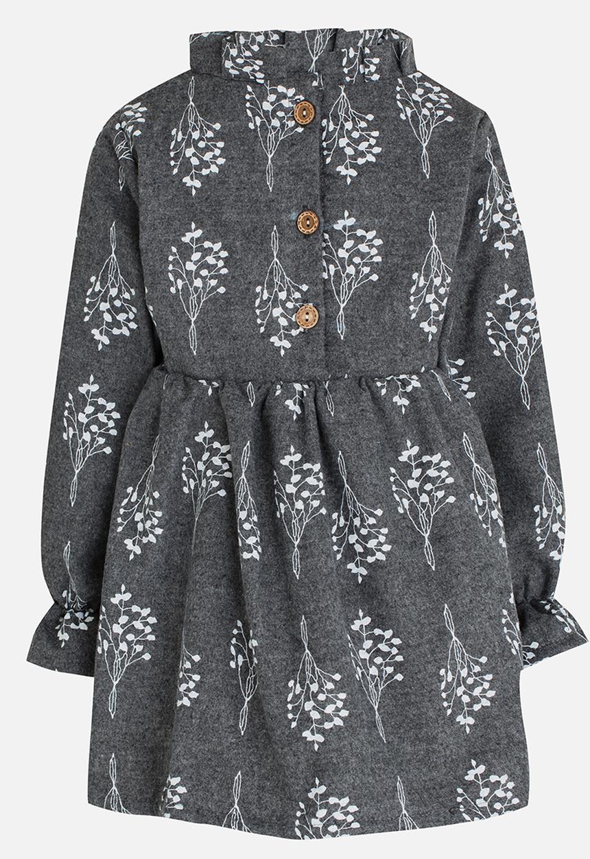 Pop Candy - Girls Printed Long Sleeve Dress Grey