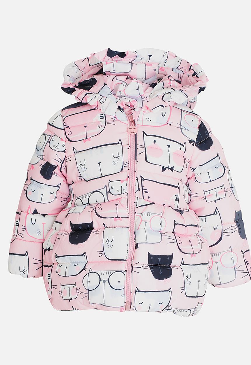 Pop Candy - Girls   Printed Puffer Jacket Pale Pink