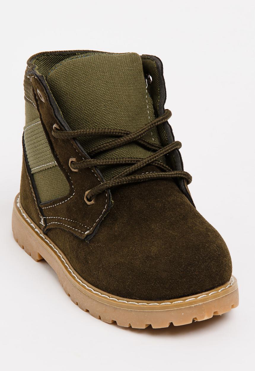 Pop Candy - Boys Combat Boot Khaki Green
