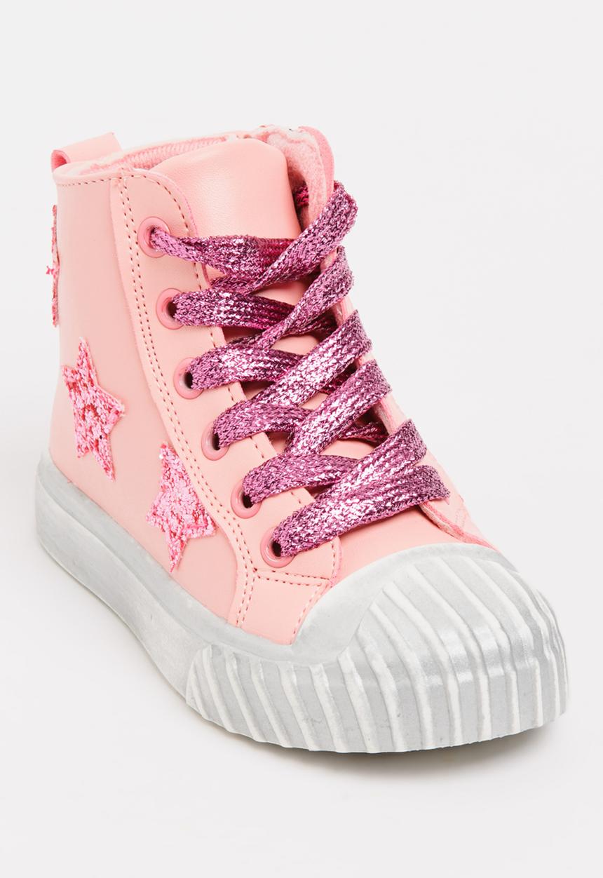 Pop Candy - Girls Star Embellished Sneaker Mid Pink