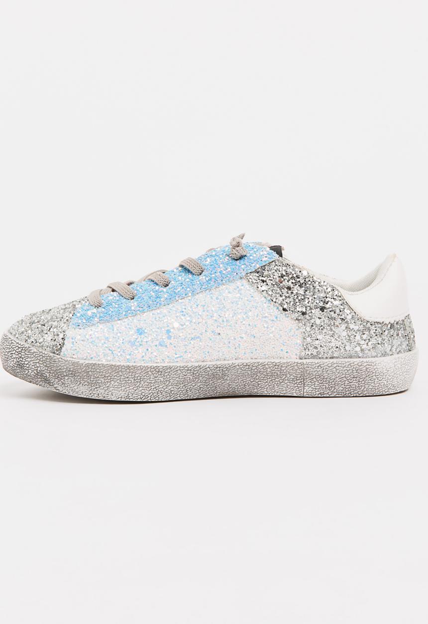 Pop Candy - Glitter Colour Block Sneaker Silver