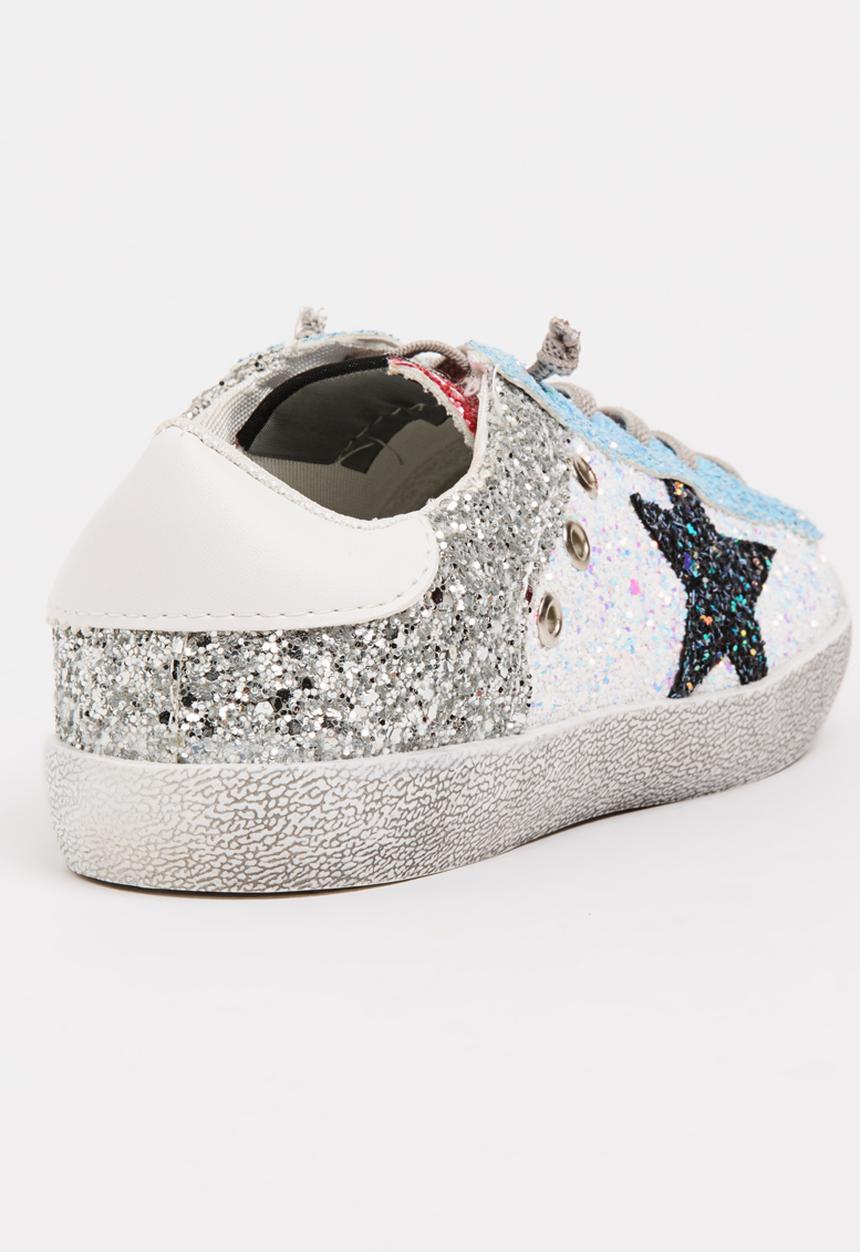Pop Candy - Glitter Colour Block Sneaker Silver