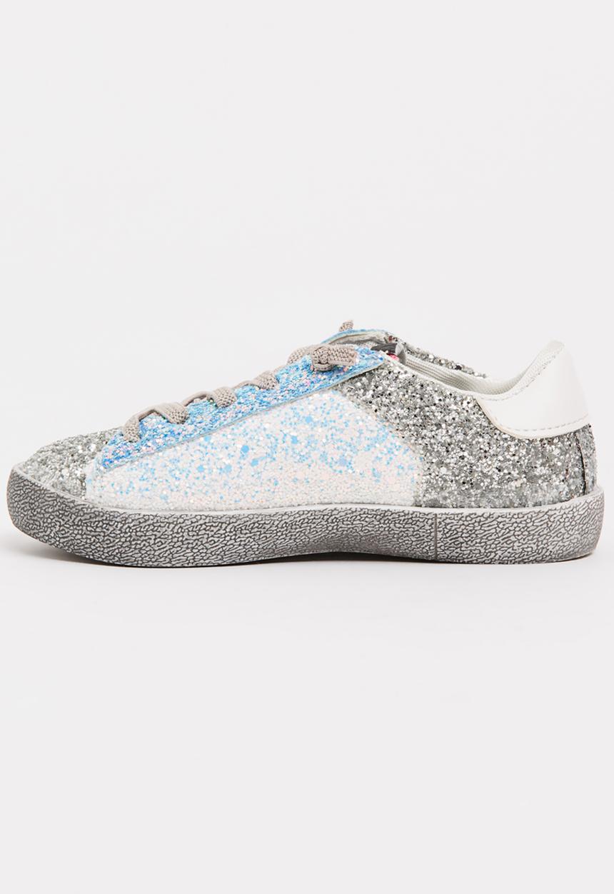 Pop Candy - Glitter  Colour Block Sneaker Silver