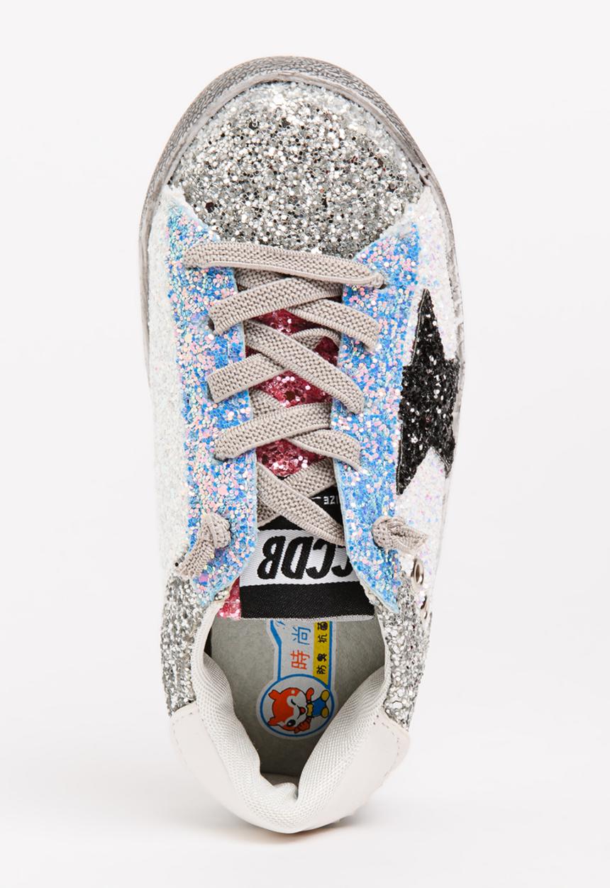 Pop Candy - Glitter  Colour Block Sneaker Silver
