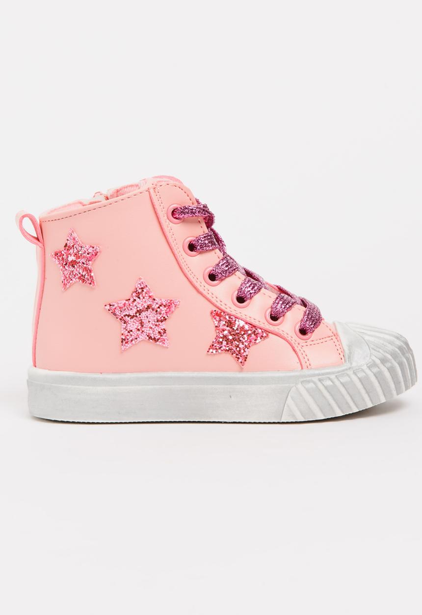 Pop Candy - Girls Star Embellished Sneaker Mid Pink