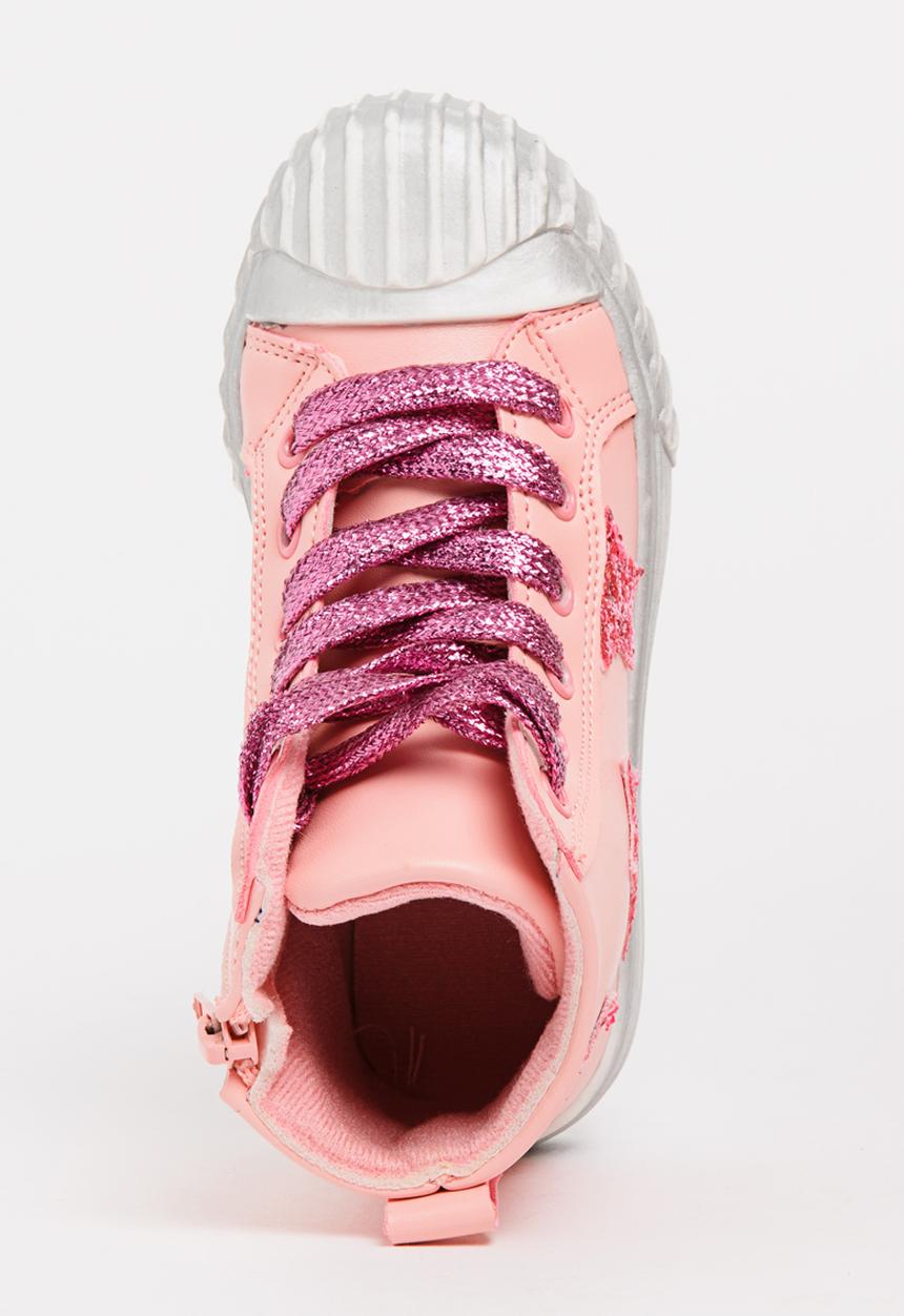 Pop Candy - Girls Star Embellished Sneaker Mid Pink