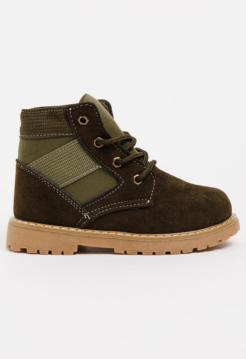 Pop Candy - Boys Combat Boot Khaki Green
