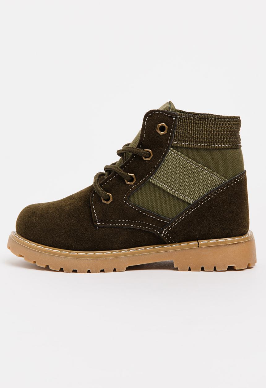 Pop Candy - Boys Combat Boot Khaki Green