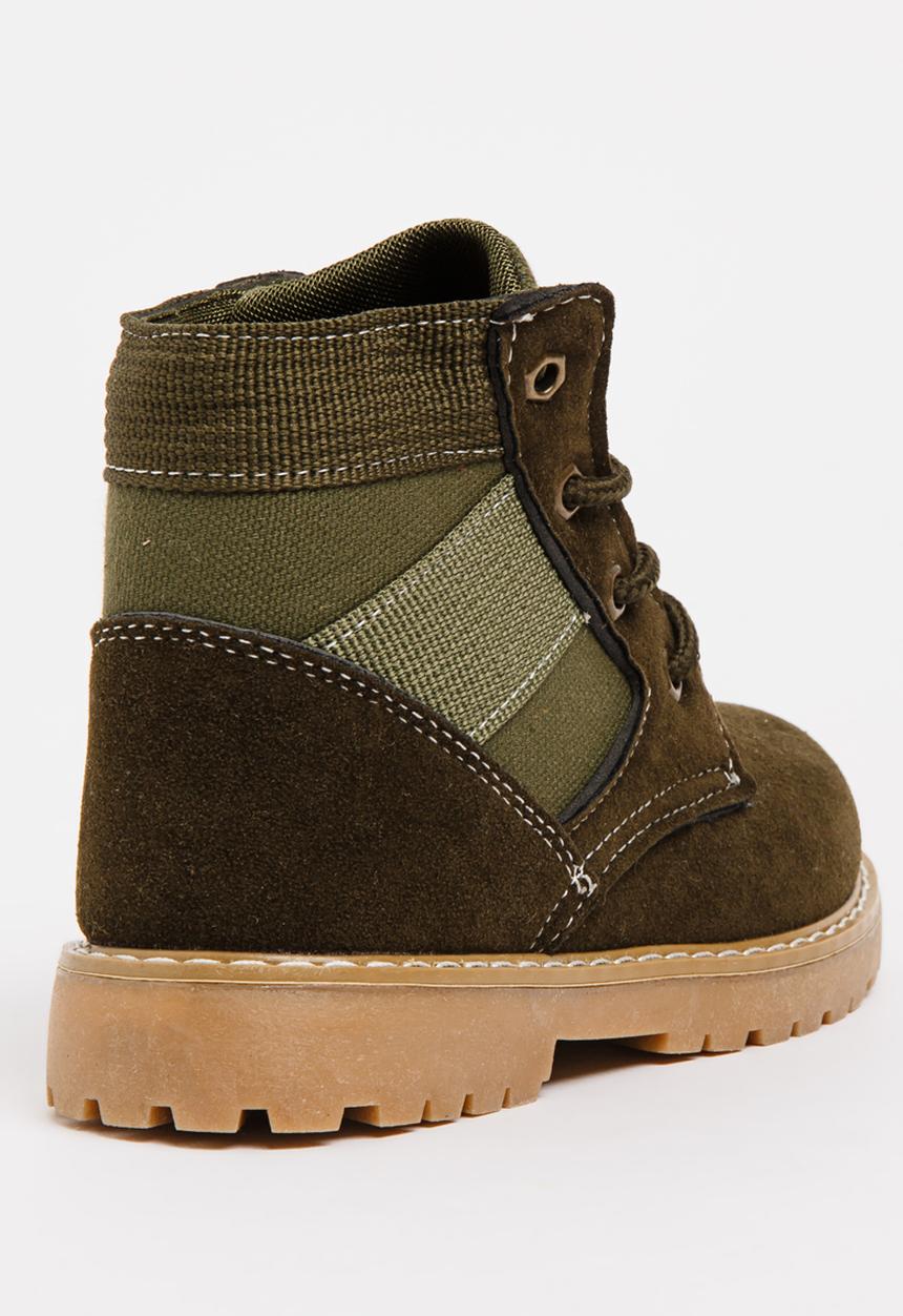 Pop Candy - Boys Combat Boot Khaki Green