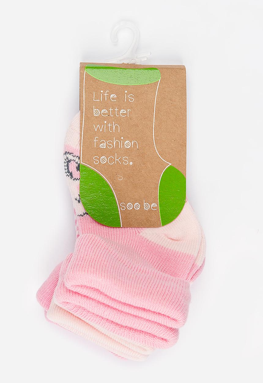 Soobe - Girls 3 Pack Socks Mid Pink
