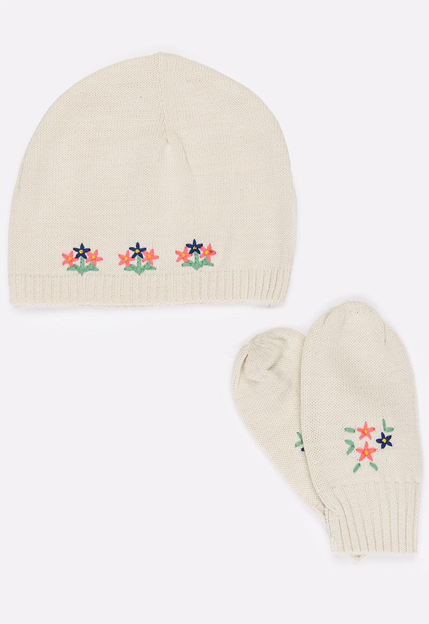 Soobe - Girls Beanie and Gloves Sets Beige