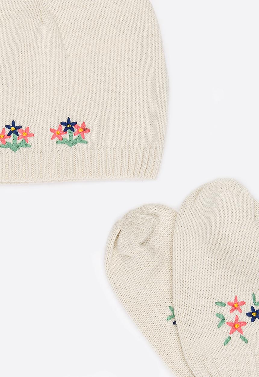 Soobe - Girls Beanie and Gloves Sets Beige