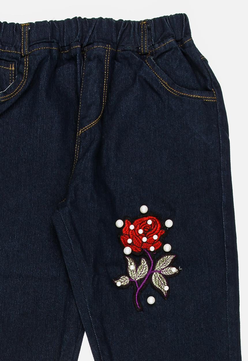 Pop Candy - Girls Printed  Jeans Blue
