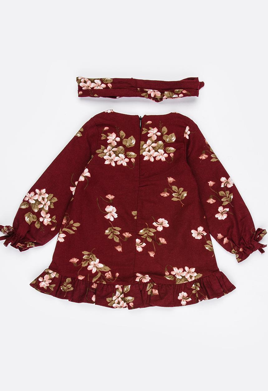 Pop Candy - Printed Long Sleeve Dress Red