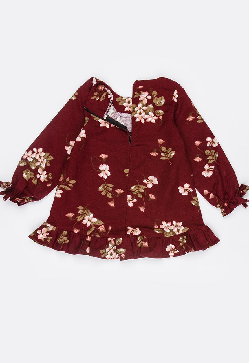 Pop Candy - Printed Long Sleeve Dress Red