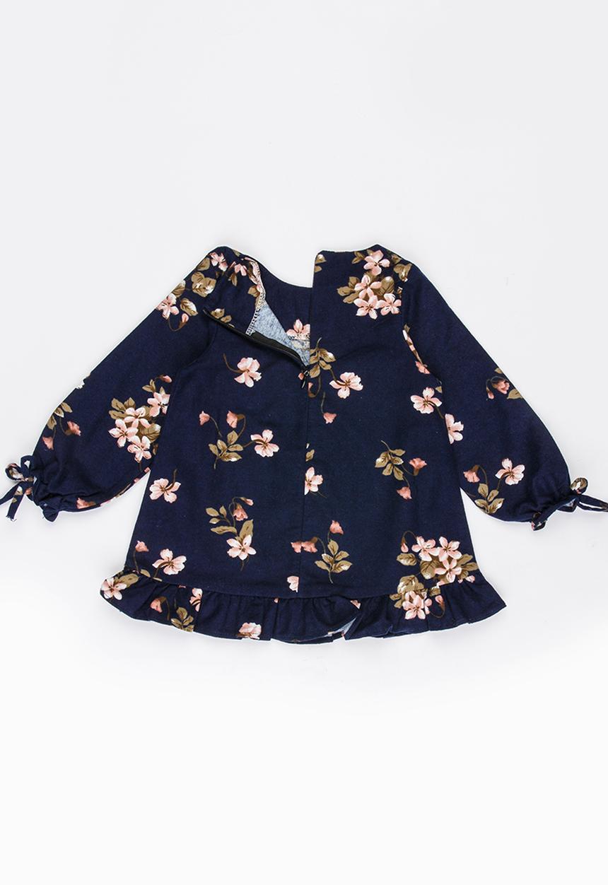Pop Candy - Printed Long Sleeve Dress Navy