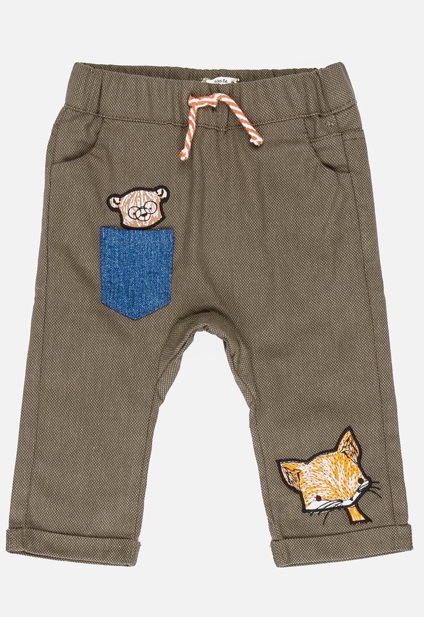 Soobe - Boys bear and fox print trousers - brown 