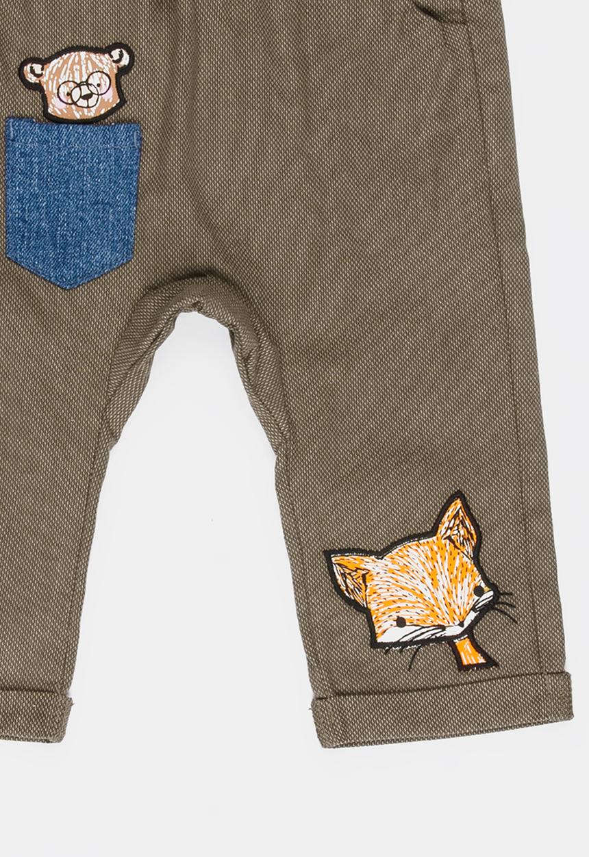 Soobe - Boys bear and fox print trousers - brown 