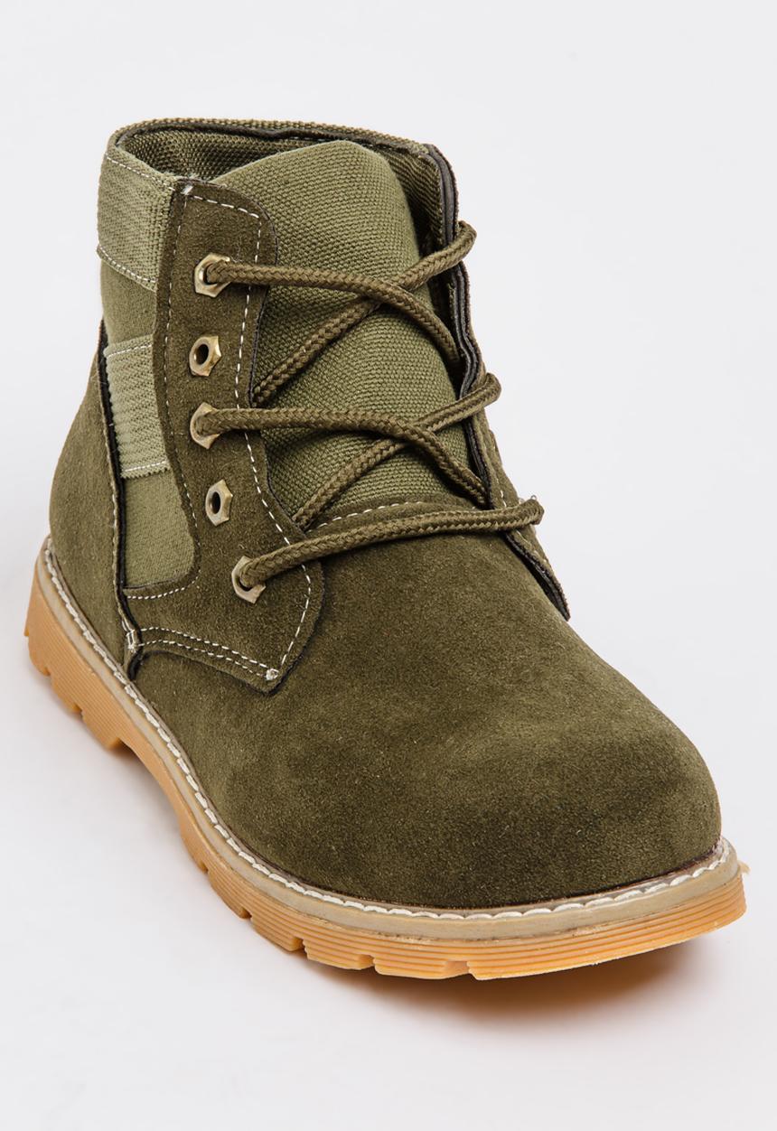 Pop Candy - Boys Combat Boot Khaki Green
