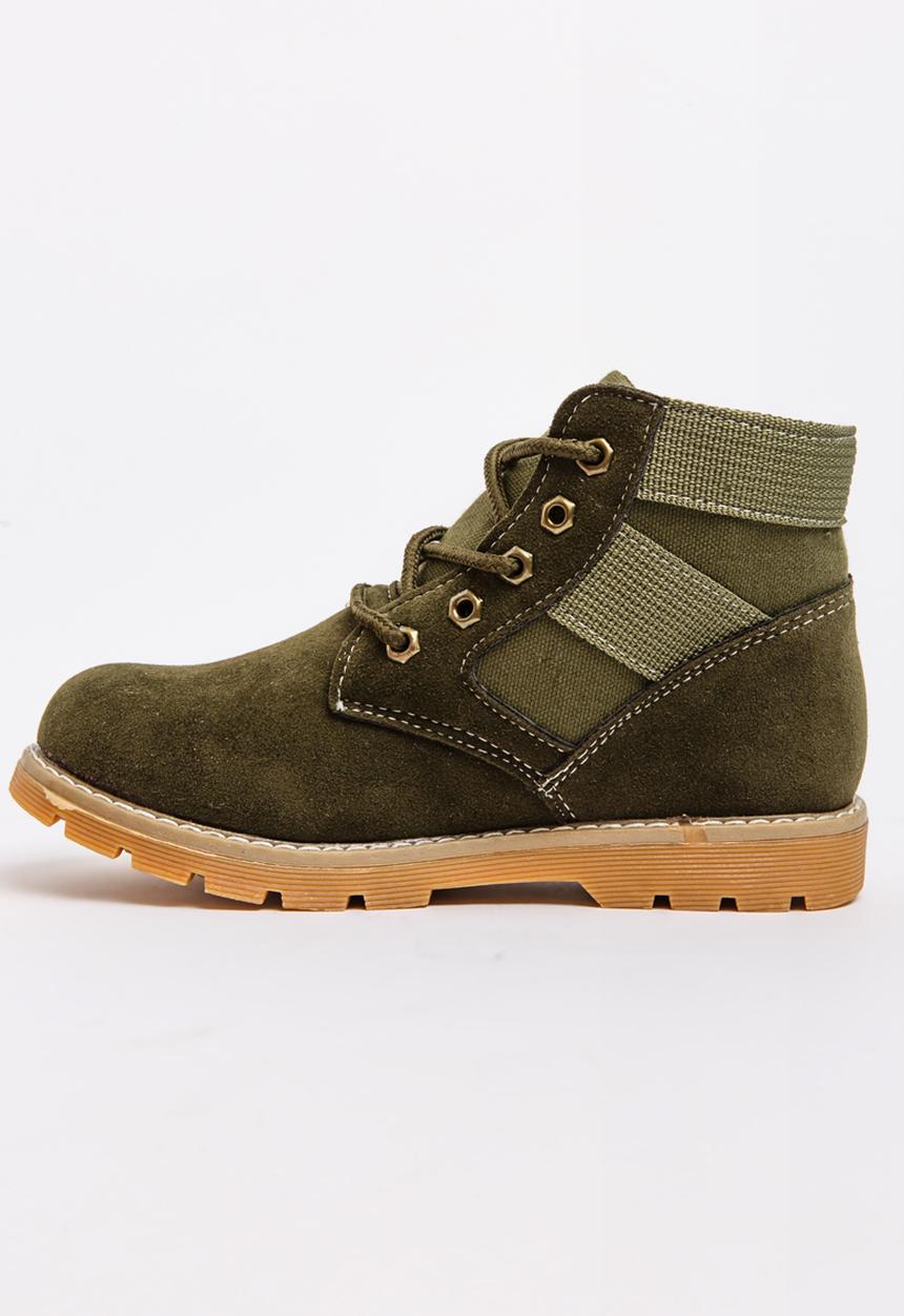 Pop Candy - Boys Combat Boot Khaki Green