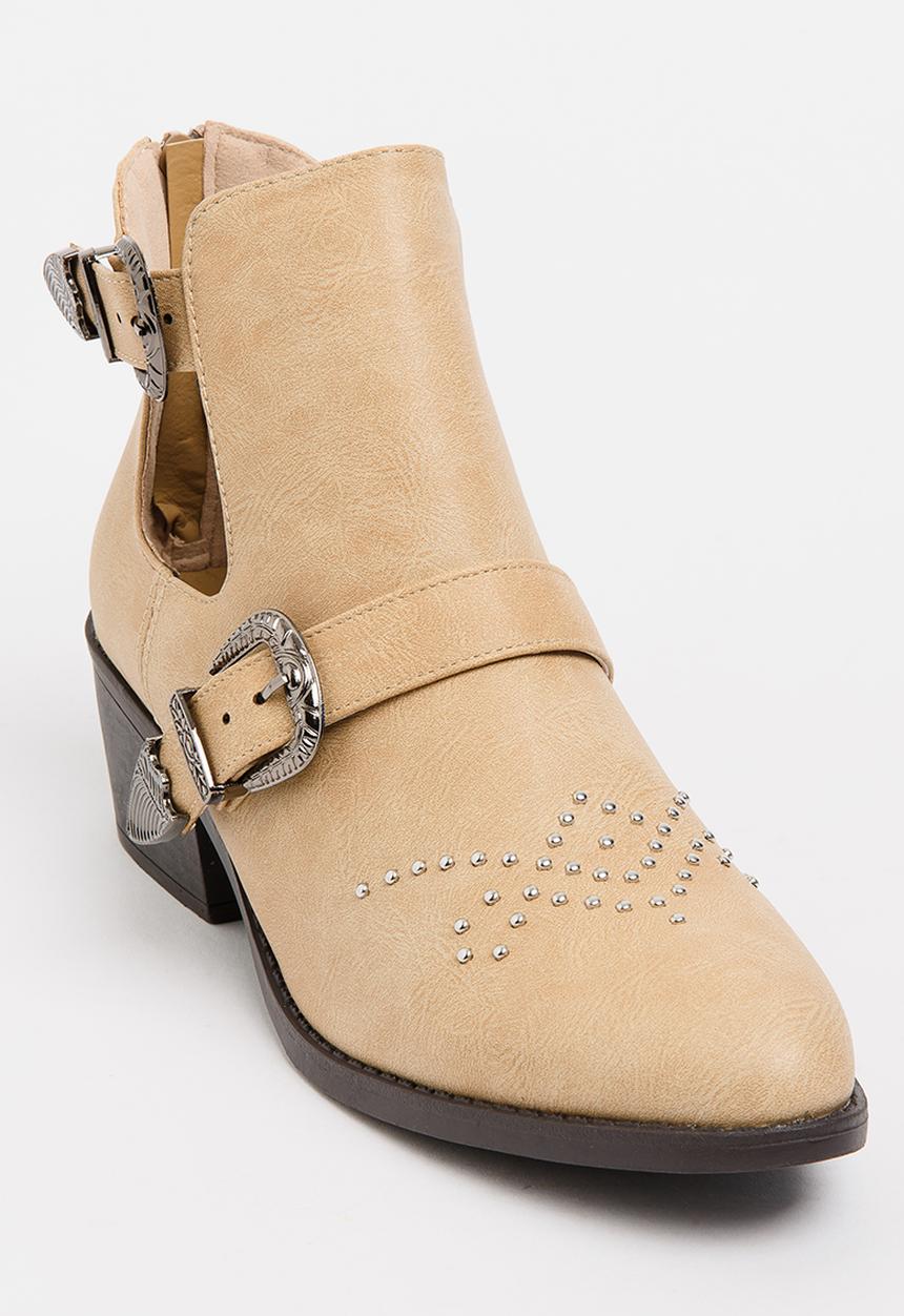 Jada - Western Ankle Boots Beige
