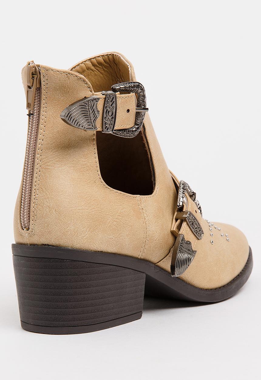 Jada - Western Ankle Boots Beige