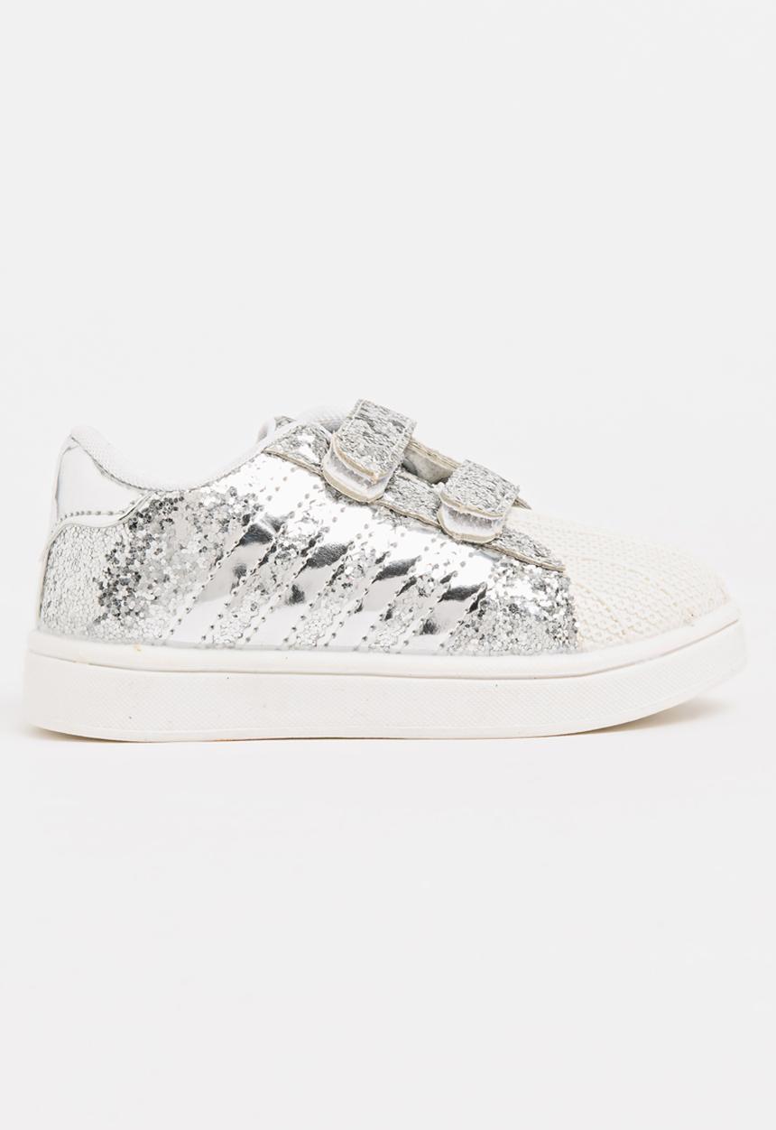 Pop Candy - Velcro Strap Sneaker Silver