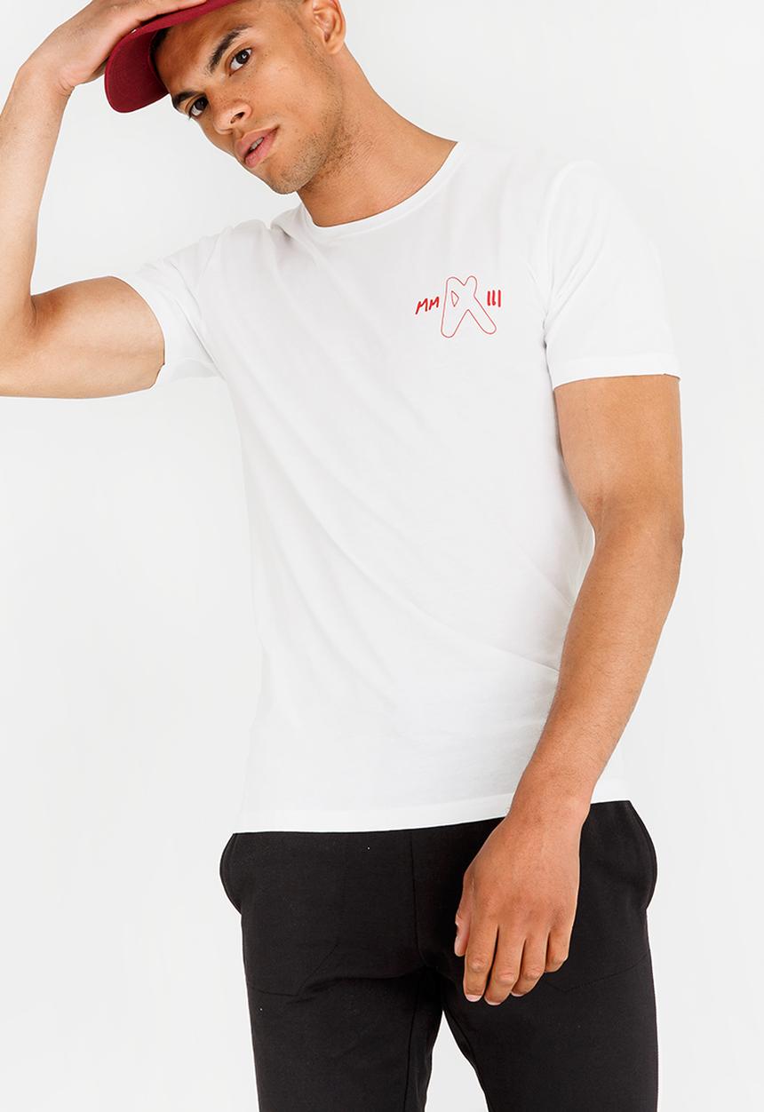 Only & Sons - Fire Red Crew Neck Tee White