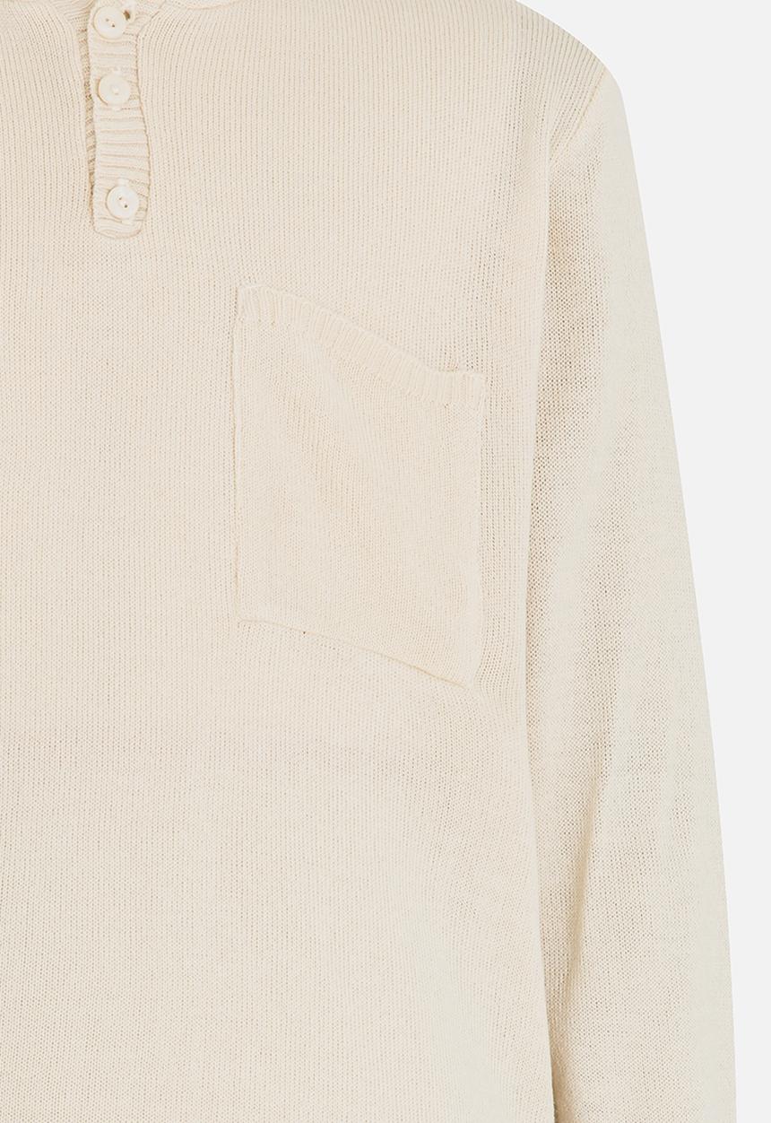 Rebel Republic - Hooded Button Up Henley Jersey Beige