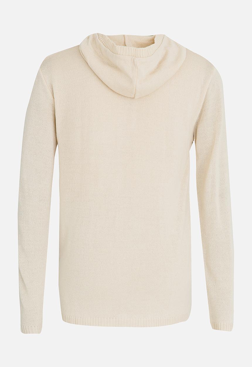 Rebel Republic - Hooded Button Up Henley Jersey Beige