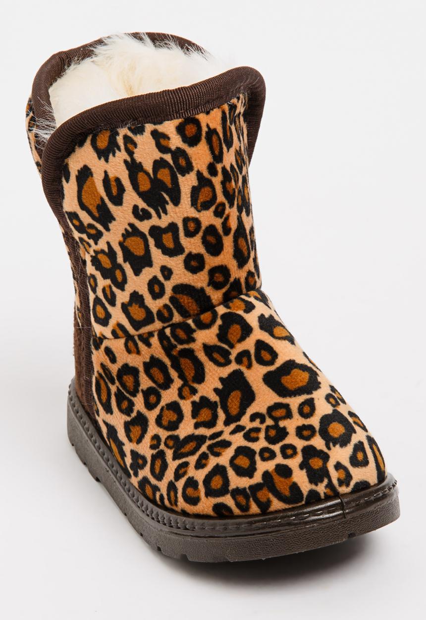 Pop Candy - Girls Leopard Print Boot Tan
