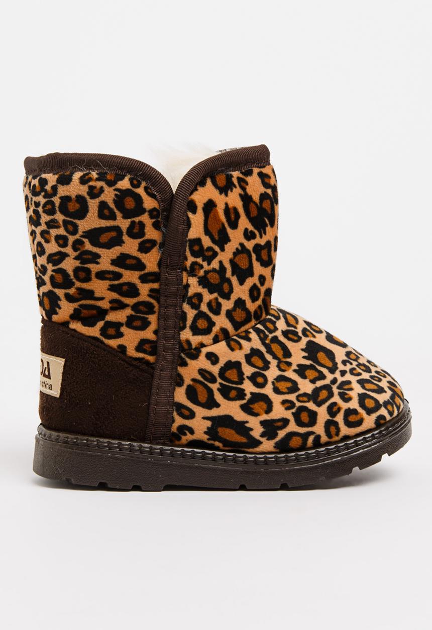 Pop Candy - Girls Leopard Print Boot Tan