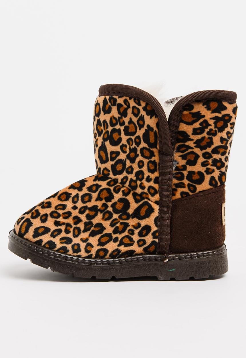 Pop Candy - Girls Leopard Print Boot Tan