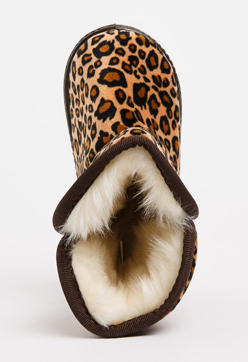 Pop Candy - Girls Leopard Print Boot Tan