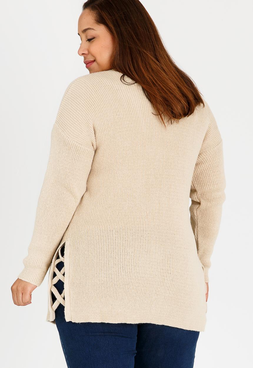 STYLE REPUBLIC PLUS - Jersey with Side Criss-cross Detail Beige