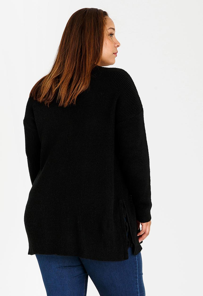 STYLE REPUBLIC PLUS - Jersey with Side Criss-cross Detail Black