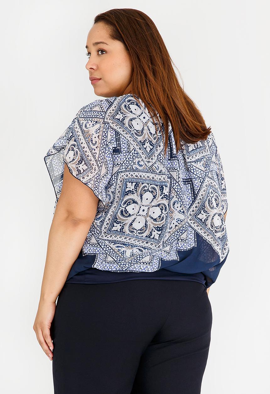 edit Plus - Printed Kaften Blouse Blue