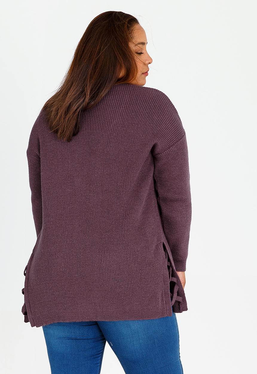 STYLE REPUBLIC PLUS - Jersey with Side Criss-cross Detail Mid Purple