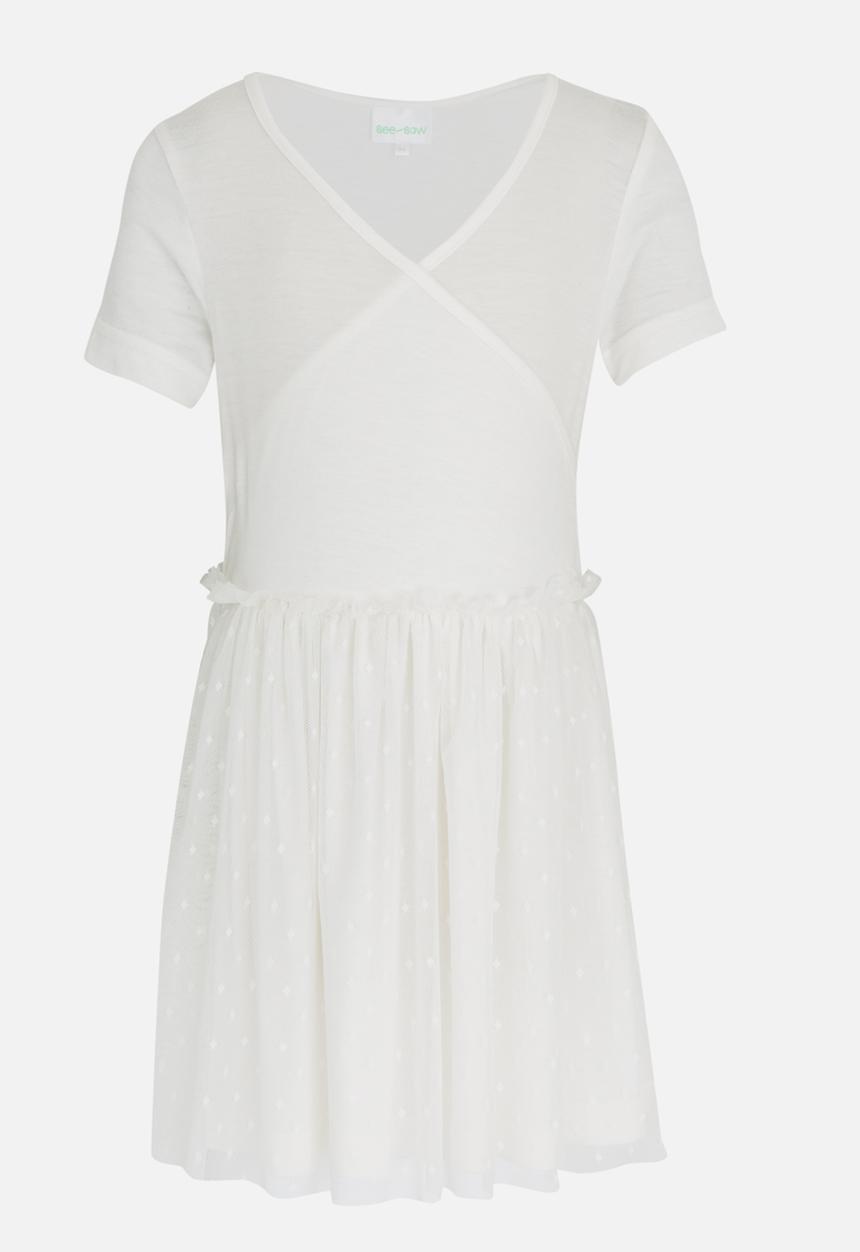 See-Saw - Wrap Short Sleeve Tulle Dress Milk