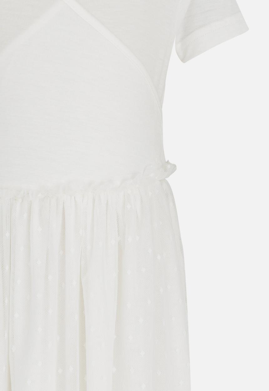 See-Saw - Wrap Short Sleeve Tulle Dress Milk