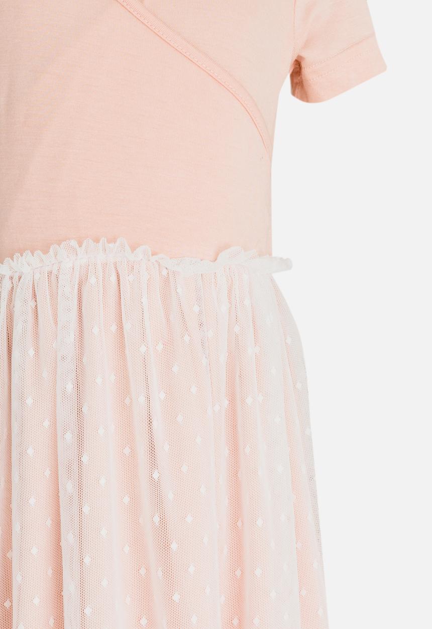 See-Saw - Wrap Short Sleeve Tulle Dress Pale Pink