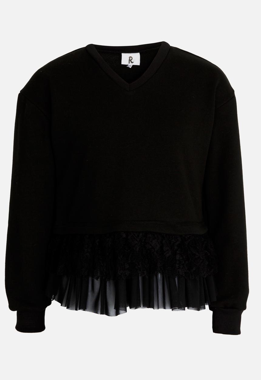 Rebel Republic - Frilled Combo Sweater Black